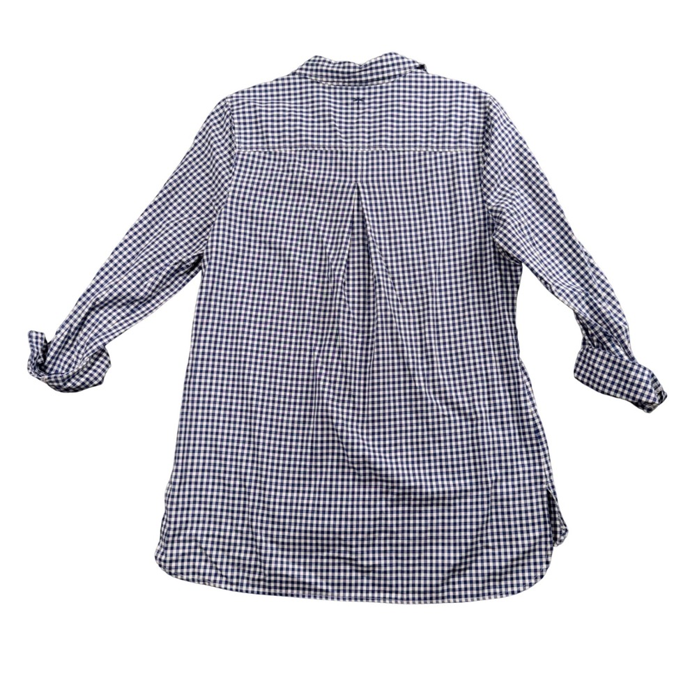 Tyler Boe Button Down Tunic Women L Blue White Gingham Preppy High Low Old Money - Picture 4 of 12